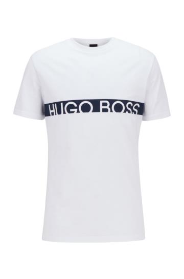 Koszulki BOSS Slim Fit Logo Białe Męskie (Pl18819)